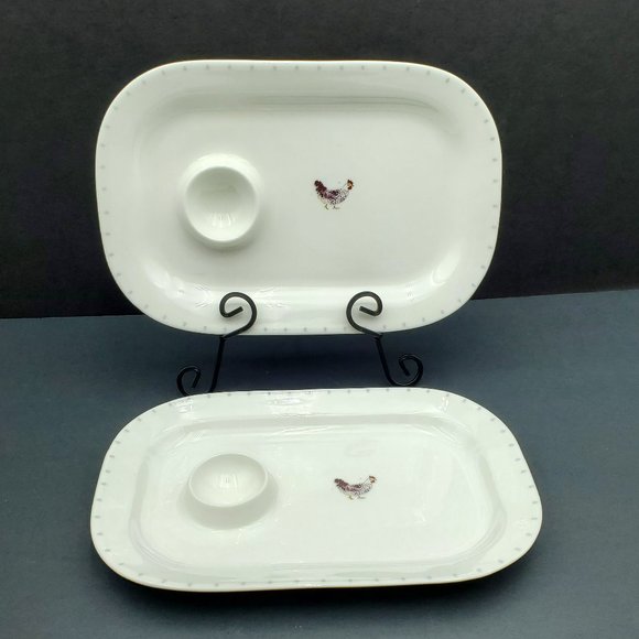 Sophie Allport Chicken Individual Serving Plate Chip Dip Dish French Fry Tray - Picture 1 of 8